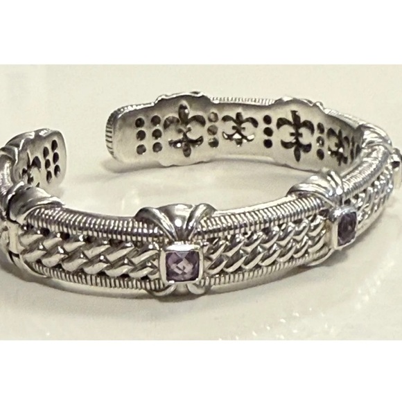 Judith Ripka Sterling Silver 925 Amethyst Cuff Bracelet 7” - Picture 2 of 8
